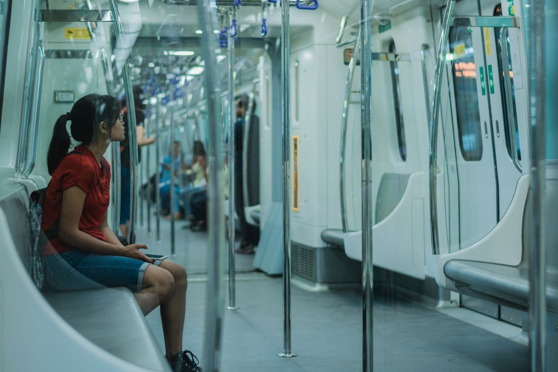 Stock photograph of a transit commuter